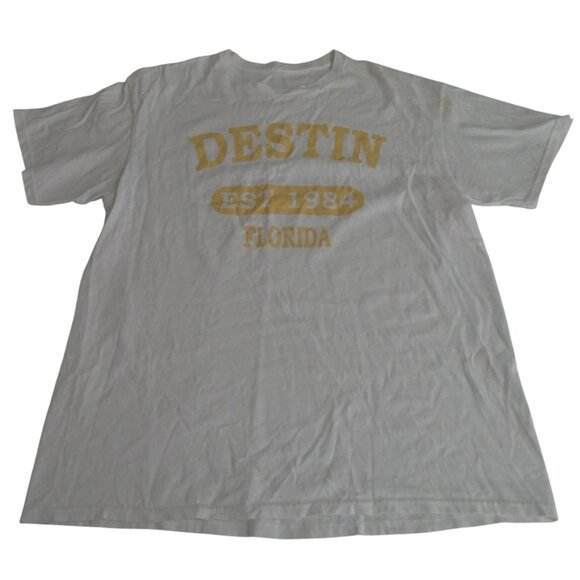 Destin Florida Graphic T-Shirt White Short Sleeve Women Size L - Picture 1 of 5